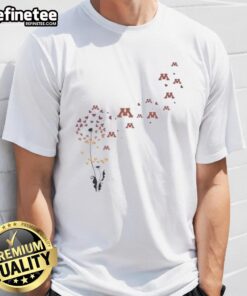 Pretty dandelion flower design on a University of Minnesota football logo t-shirt for sports fans and fashion lovers.