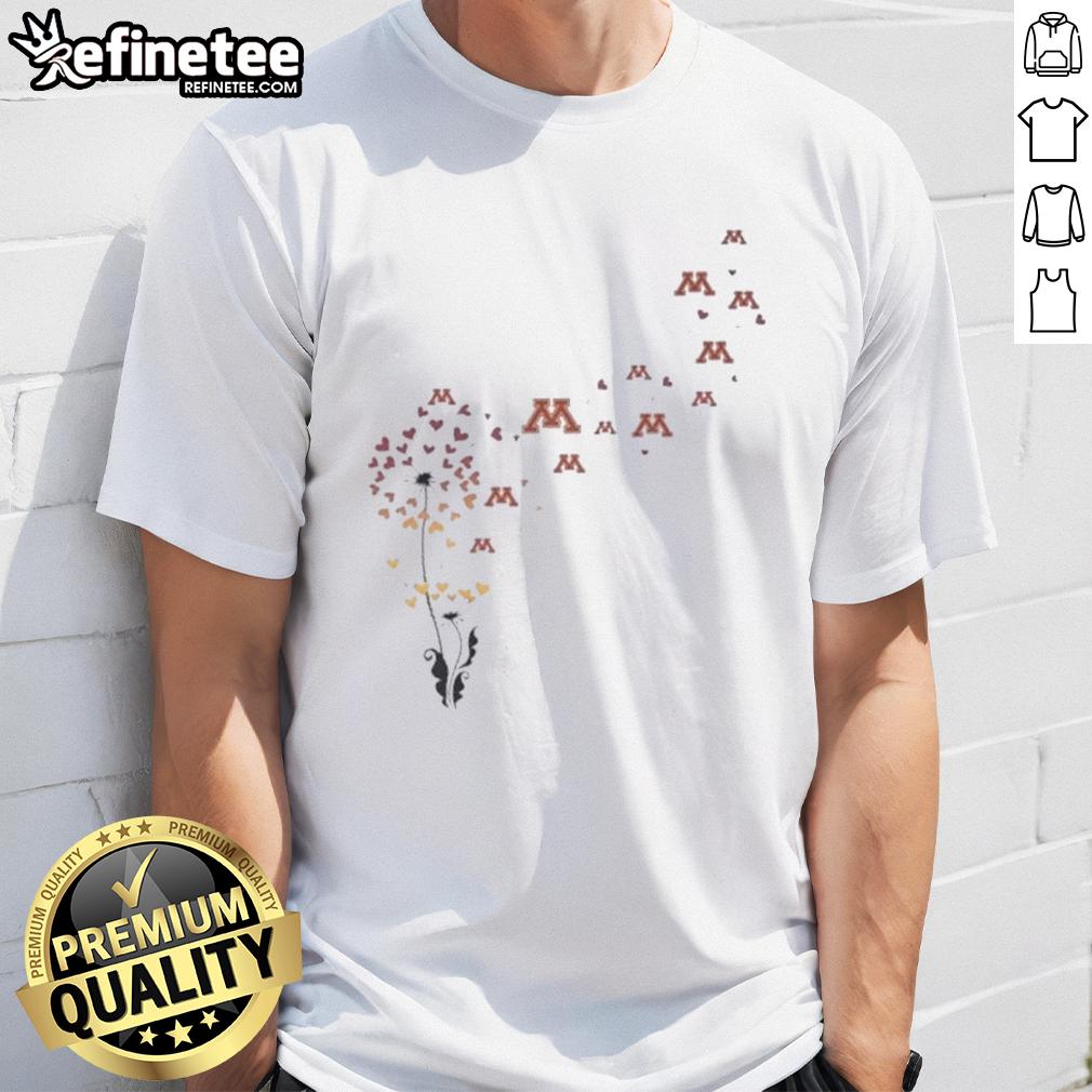 pretty-dandelion-flower-university-of-minnesota-football-logo-t-shirt Pretty dandelion flower design on a University of Minnesota football logo t-shirt for sports fans and fashion lovers.