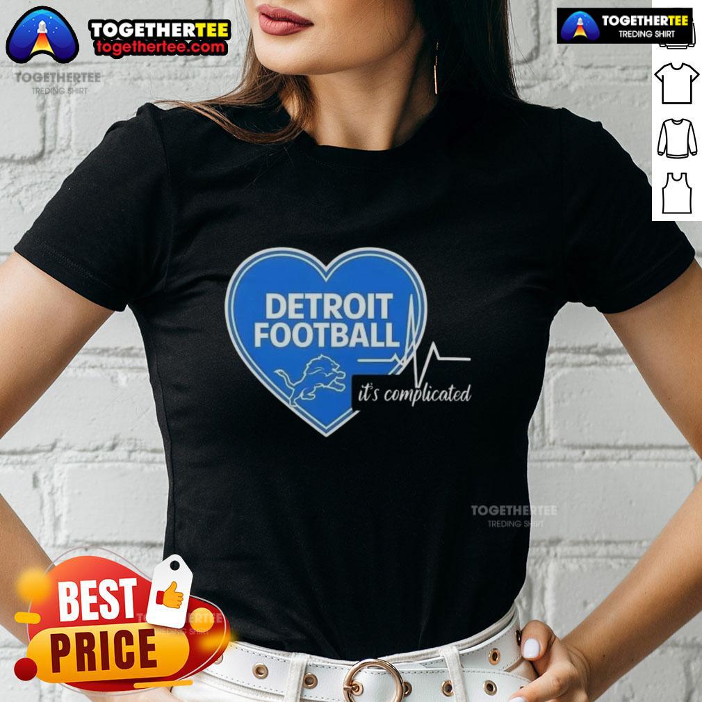 Pretty Detroit Lions Football Heartbeat It'S Complicated Ladies Tee Pretty Detroit Lions Football Heartbeat tee for ladies, showcasing a stylish design for passionate fans.