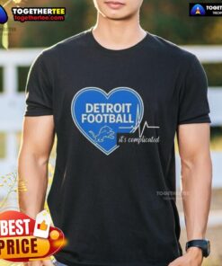 Alt Text: Pretty Detroit Lions Football Heartbeat T-Shirt design featuring a heart and heartbeat line, perfect for fans.