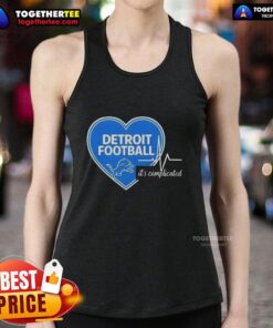 Alt Text: Pretty Detroit Lions Football Heartbeat It's Complicated tank top showcasing team spirit and stylish design.