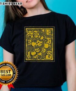 Cute doodle cats print on a stylish ladies tee, perfect for cat lovers and casual wear enthusiasts.