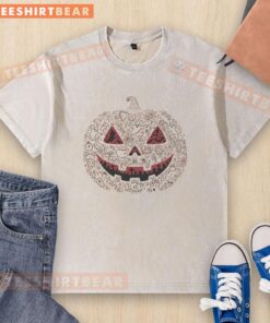 Pretty Doodle Pumpkin washed t-shirt featuring a vibrant pumpkin design perfect for fall fashion.