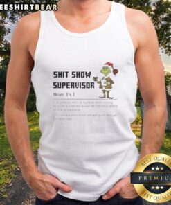 Pretty Grinch Shit Show Supervisor tank top design, perfect for Merry Christmas celebrations and festive gatherings.