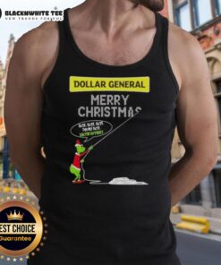 Pretty Grinch tank top from Dollar General with 'Merry Christmas, Hate Hate Hate, Loathe Entirely' graphic design.