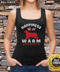Pretty Happiness Is A Warm Puppy Tank Top featuring a cute puppy graphic, perfect for dog lovers and summer fashion.