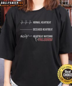 Pretty Heartbeat Watching Atlanta Falcons Ladies Tee in vibrant colors, perfect for female fans showing team spirit.