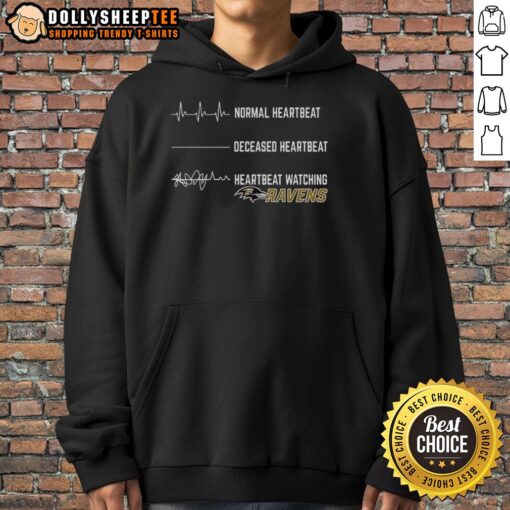 Stylish Pretty Heartbeat Watching Baltimore Ravens Hoodie perfect for fans, featuring team colors and logo.