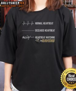Pretty Heartbeat Watching Baltimore Ravens Ladies Tee featuring vibrant team colors and stylish design for female fans.