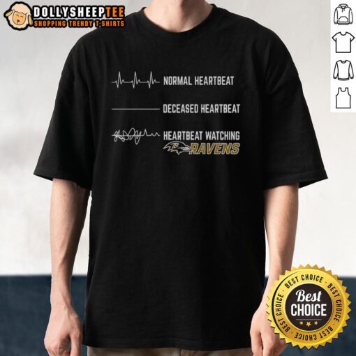 Pretty Heartbeat Watching Baltimore Ravens T-Shirt featuring vibrant team colors and stylish heart design for fans.
