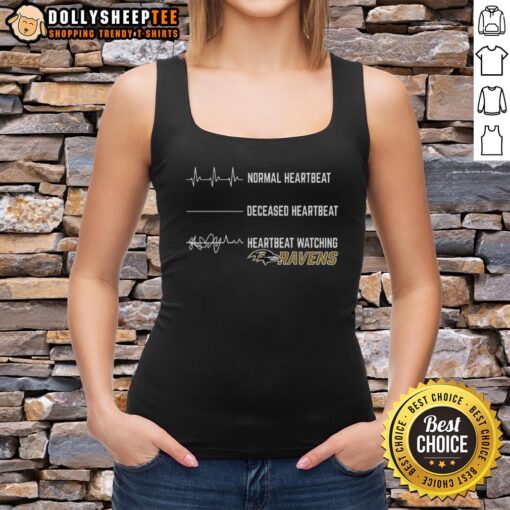 Pretty Heartbeat Watching Baltimore Ravens Tank Top featuring vibrant team colors and stylish design for fans.