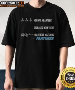 Alt Text: Pretty Heartbeat Watching Carolina Panthers T-Shirt featuring a stylish design for fans of the NFL team.