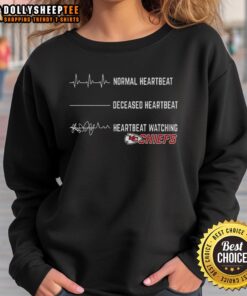 Alt Text: Pretty Heartbeat Watching Kansas City Chiefs Sweatshirt featuring vibrant colors and stylish design for fans.