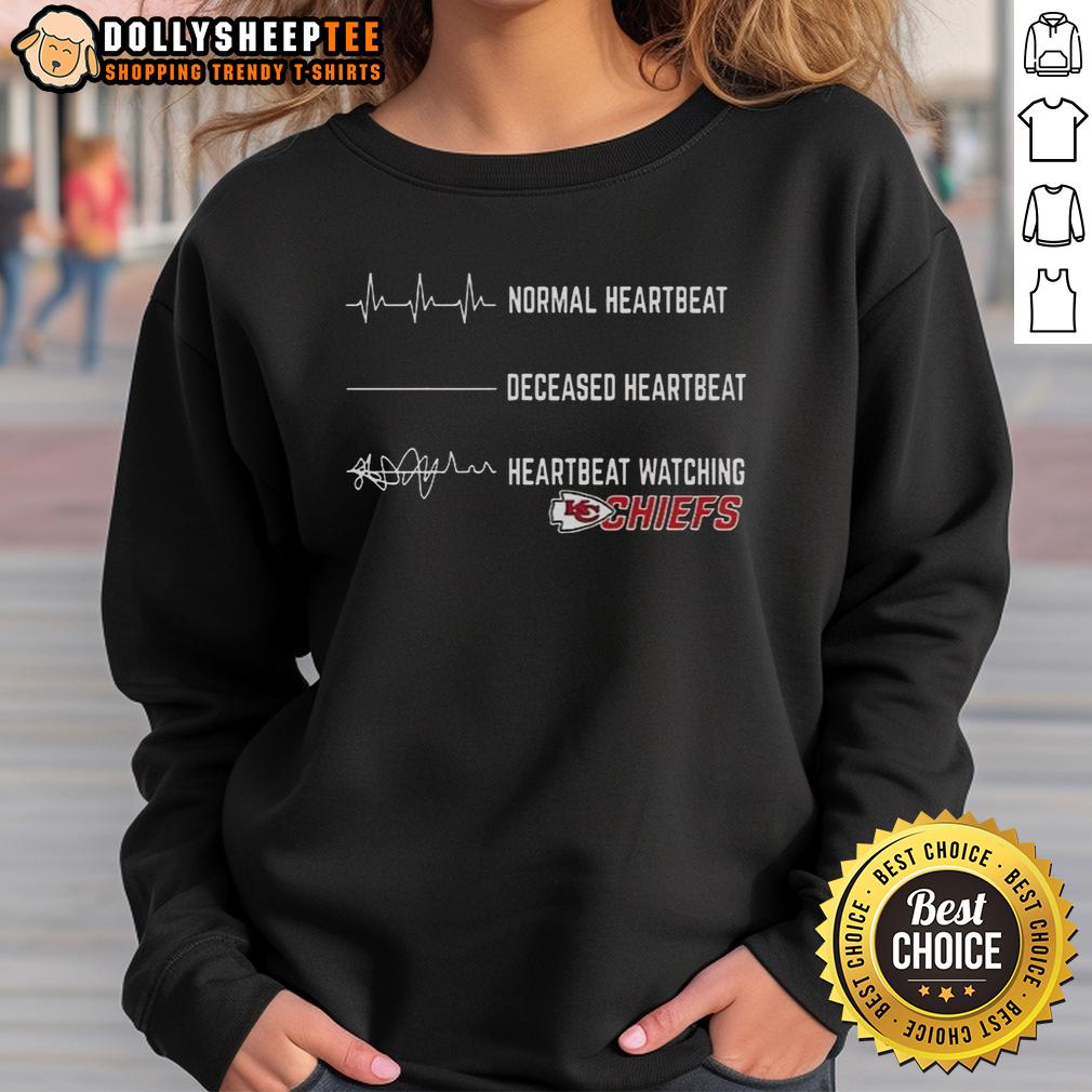 Pretty Heartbeat Watching Kansas City Chiefs Sweatshirt Alt Text: Pretty Heartbeat Watching Kansas City Chiefs Sweatshirt featuring vibrant colors and stylish design for fans.