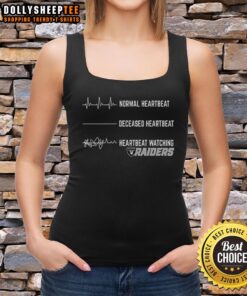 Pretty heartbeat design on a Las Vegas Raiders tank top, perfect for fans showing team spirit and style.
