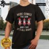 Pretty Here Comes The Sun Christmas T-Shirt featuring a festive design, perfect for holiday celebrations and cozy vibes.