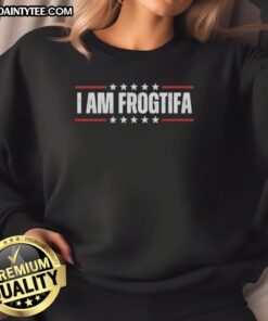Pretty I Am Frogtifa Portland Frog Protest Sweatshirt featuring a vibrant frog design, perfect for eco-conscious fashion.