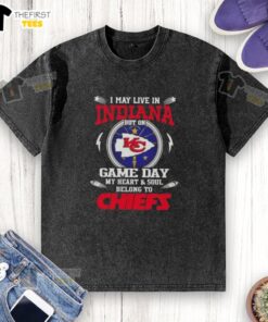 Washed Kansas City Chiefs t-shirt, perfect for game day, showing team spirit from Indiana.