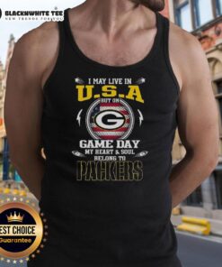 Green Bay Packers tank top with 'My Heart and Soul Belongs to Green Bay' design, perfect for game day spirit.
