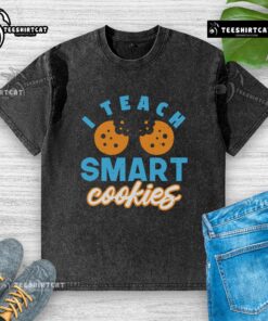 Alt Text: Pretty I Teach Smart Cookies washed t-shirt featuring a cute design for teachers and educators.