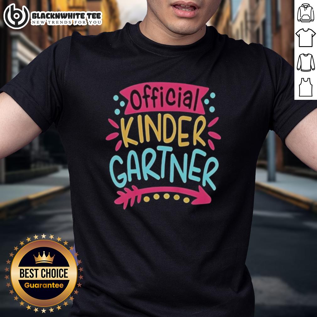 Pretty Kindergartner Girl First Day Of Kindergarten T Shirt Alt Text: Pretty kindergartner girl wearing a cute T-shirt on her first day of kindergarten, smiling brightly.