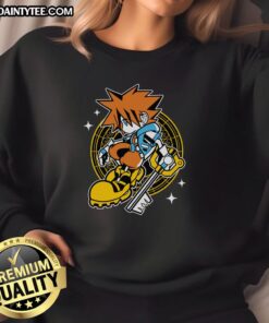 Alt Text: Kids' Pretty Kingdom Heart Sora sweatshirt featuring vibrant graphics and cozy design for young fans of the game.