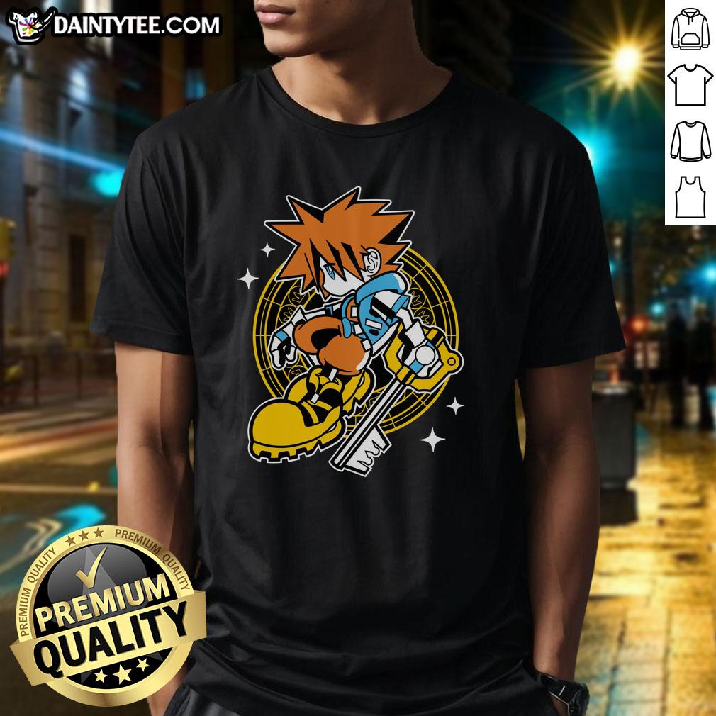 pretty-kingdom-heart-sora-kid-t-shirt Kid wearing a Pretty Kingdom Heart Sora T-Shirt, featuring vibrant colors and a playful design inspired by the game.