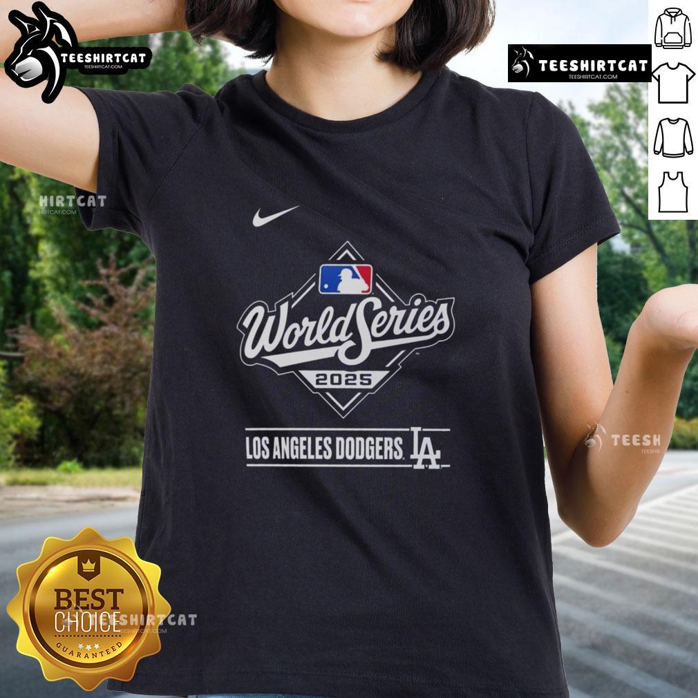 Pretty Los Angeles Dodgers 2025 National League Champions Logo Ladies Tee Ladies tee featuring the 2025 National League Champions logo of the Los Angeles Dodgers in a stylish design.