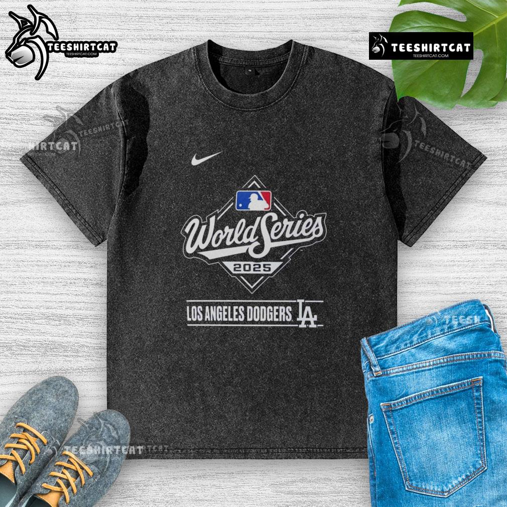 Pretty Los Angeles Dodgers 2025 National League Champions Logo Washed T Shirt Pretty Los Angeles Dodgers 2025 National League Champions logo on a washed t-shirt, perfect for baseball fans.