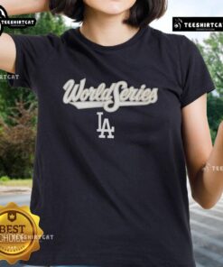 Stylish Nike Ladies Tee featuring the Los Angeles Dodgers logo for the 2025 World Series, perfect for fans.
