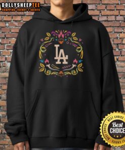 Alt Text: Los Angeles Dodgers Dia de los Muertos hoodie, featuring vibrant colors and festive designs celebrating MLB culture.