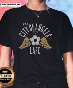 Alt Text: Pretty Los Angeles Football Club City of Angels ladies tee showcasing stylish design and team pride.
