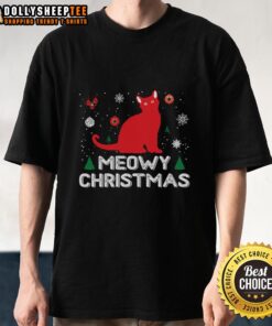 Pretty Meowy Christmas cute t-shirt featuring a festive cat design perfect for holiday celebrations.