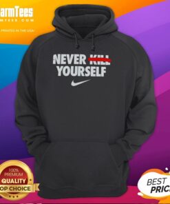 Stylish Pretty Never Kill Yourself Nike Logo Hoodie in black, perfect for casual wear and expressing individuality.