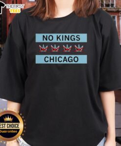 Pretty No Kings Chicago Flag Ladies Tee featuring a stylish design with the Chicago flag for women.