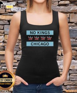 Pretty No Kings Chicago Flag Tank Top featuring a vibrant design celebrating Chicago's iconic flag and style.