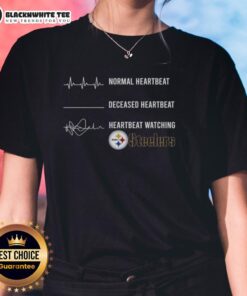 Pretty Normal Heartbeat tee for ladies, featuring Pittsburgh Steelers design, perfect for fans and casual wear.