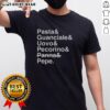 Pretty Pasta T-Shirt featuring guanciale, uovo, pecorino, panna, and pepe design for pasta lovers and food enthusiasts.