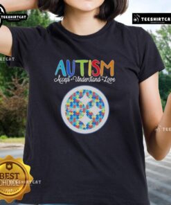 Pretty Pittsburgh Steelers Autism Accept Understand Love Ladies Tee showcasing team pride and support for autism awareness.