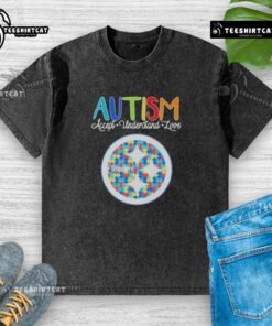 Pretty Pittsburgh Steelers Autism Accept Understand Love washed t-shirt featuring a vibrant design and soft fabric.