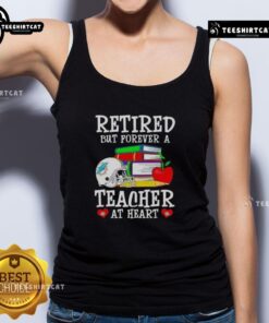 Pretty retired but forever a teacher at heart tank top featuring Miami Dolphins football design.