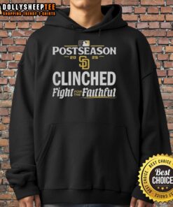 Alt Text: Pretty San Diego Padres 2025 MLB Postseason Clinched hoodie featuring vibrant team colors and bold design.