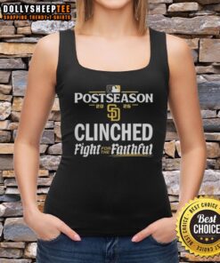 Pretty San Diego Padres 2025 MLB postseason clinched tank top celebrating the team's fight for the faithful fans.