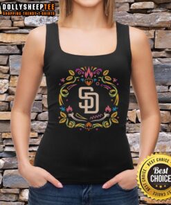 Pretty San Diego Padres Dia de los Muertos MLB celebration tank top featuring vibrant colors and festive designs.