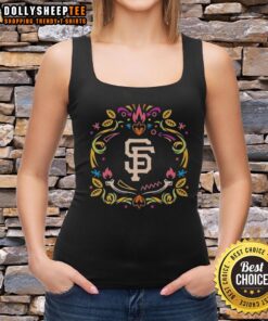 Alt Text: Pretty San Francisco Giants Dia de los Muertos MLB celebration tank top featuring vibrant designs and team colors.