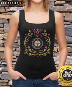 Alt Text: Pretty Seattle Mariners Dia de los Muertos MLB celebration tank top featuring vibrant colors and festive designs.