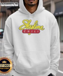 Pretty Skyline Chili Logo Hoodie featuring a vibrant skyline design, perfect for fans of Skyline Chili and urban fashion.