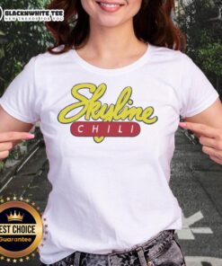Pretty Skyline Chili logo on a stylish ladies tee, showcasing a vibrant design perfect for fans of Skyline Chili.
