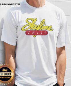 Pretty Skyline Chili Logo T-Shirt featuring a vibrant design of the iconic Skyline Chili logo on a stylish tee.