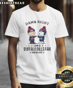 Alt Text: Pretty Snoopy and Charlie Brown Buffalo Bills fan t-shirt, showcasing team spirit with a win or lose attitude.